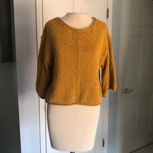 Free people mustard yellow crop top sweater